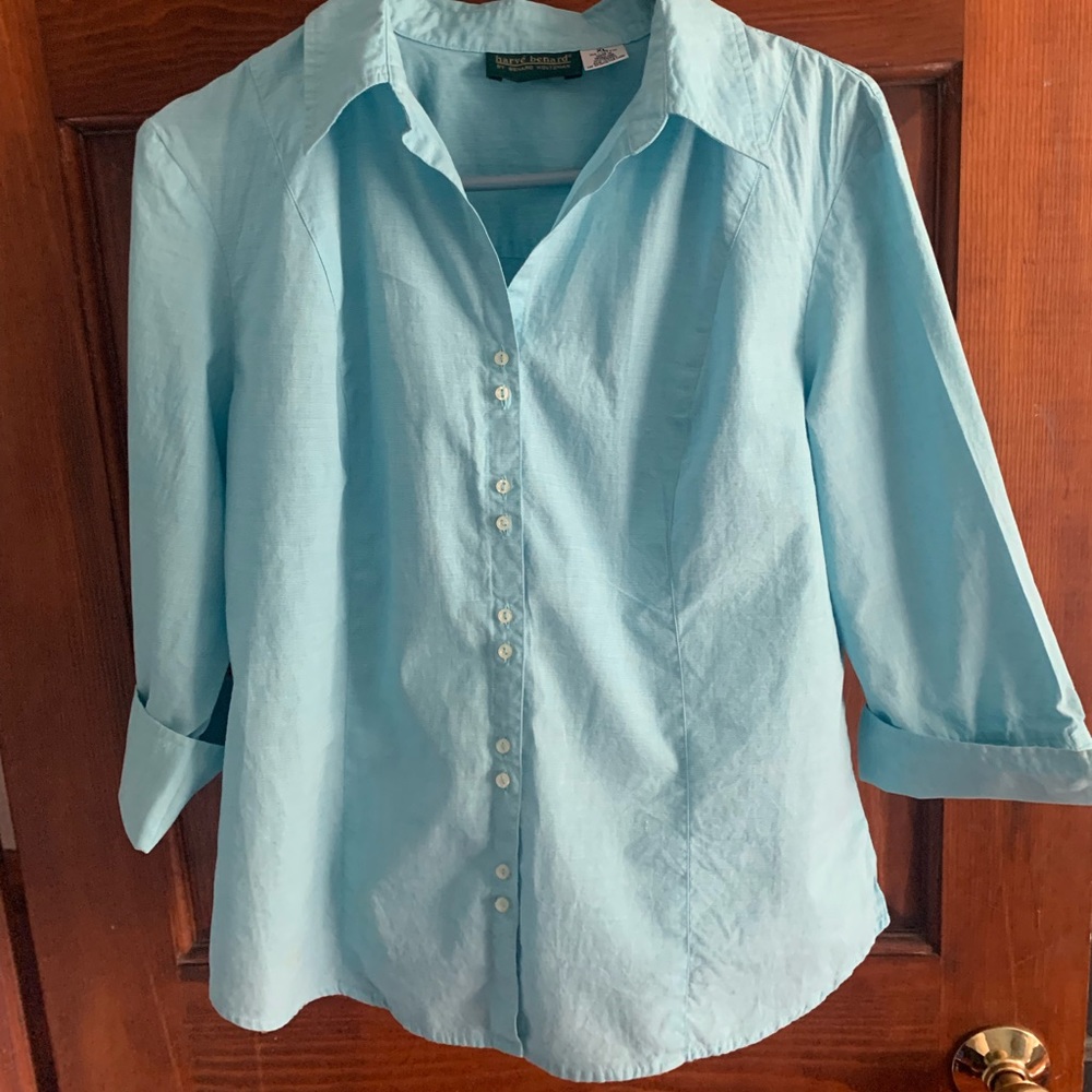 Herve Bernard Women’s Blouse blue 3/4 sleeves size Extra Large
